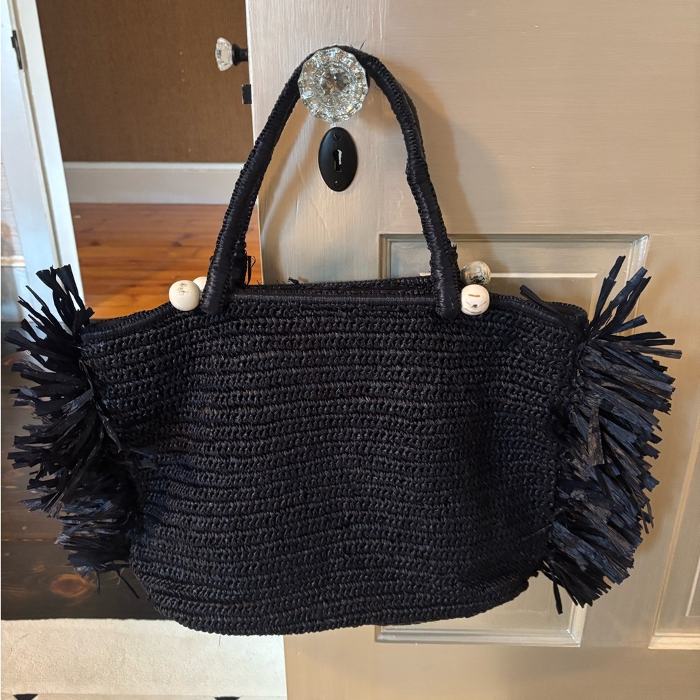 Black Raffia pocketbook